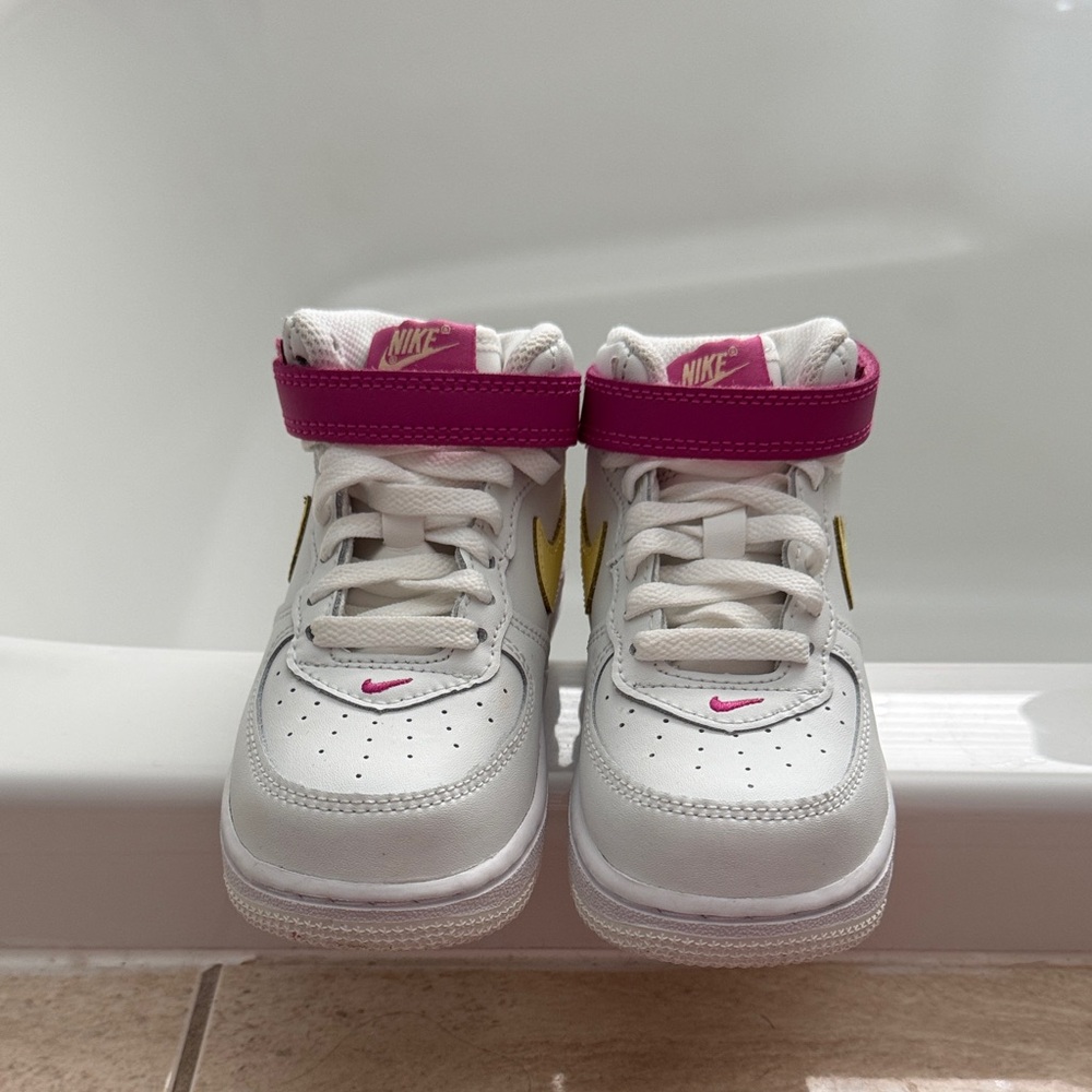 Nike Kids' White, Pink, and Yellow Sneakers